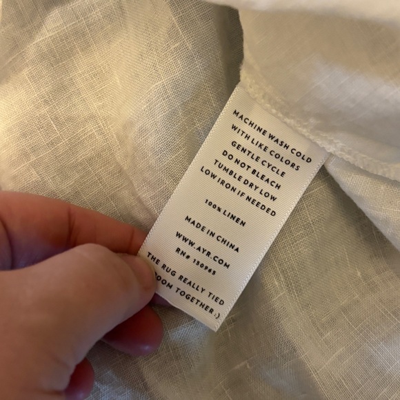 NWOT AYR Top The Daybreak Ivory Linen V Neck Blouse Light Quiet Luxury - Picture 4 of 5
